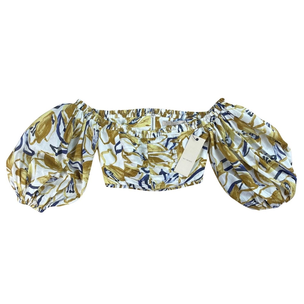 Bec + Bridge Crop Top Floral Puff Sleeve 100% Cotton Regency Festival Cottage